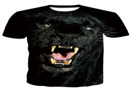 Designer Summer New Fashion Urban Men039s 3D HD Réaliste Panther tendance numérique imprimé noir à manches courtes Tshirt2937541