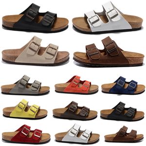 Chaussures d'été designer birks sandonnez les pantoufles plates en liège glisser kaki mocha noir blanc plage sandales femmes hommes chaussures décontractées arizonas daim nubuck cuir mules 36-45