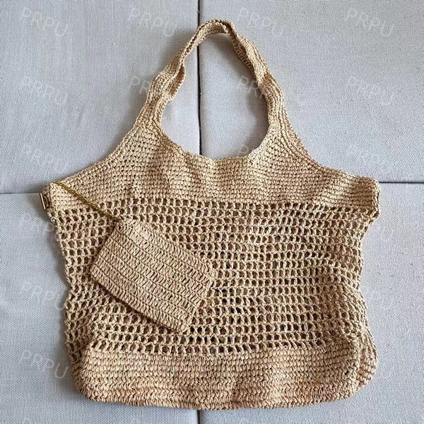 Diseñador Summer Straw Beach Bag Tote Raffias de lujo Bolsas de diseño Bolsa de compras Bolsa de hombro para mujeres Totas Paceta de cofre de hierba Bolsos a mano de la mano PRPU