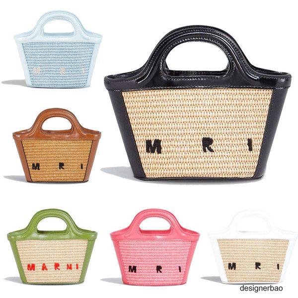 Diseñador de viaje de verano Marn Weave Tropicalia Micro Bolsa Paja Rafias Bolsas de playa Mujer Hombre Hombro Crossbody Cartera de lujo Sling Tote Bolso Embrague