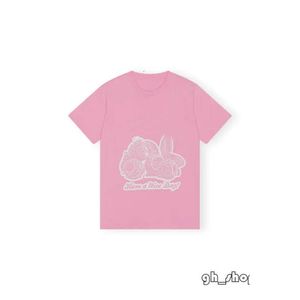 Camisetas de diseñador para mujer, camiseta informal de manga corta con cuello redondo y estampado de fresa, camiseta holgada de algodón para mujer 2423