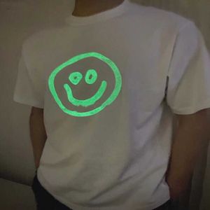 Designer été femmes t-shirt High Edition Family Nightlight Smiling Face Sleeve Tissus personnalisés fabriqués avec de l'eau lavée T-shirt solide épais