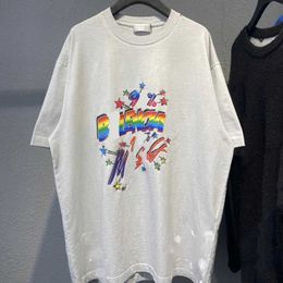 Designer Summer Women T Shirt Shirt Originele kwaliteit Zomerfamilie kleurrijke print unisex losse ontspannen mouw t-shirt