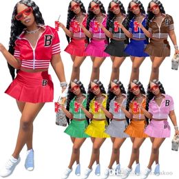 2022 Designer Trainingspakken voor Womens Zomer Korte Mouw Baseball Pak Letter Gedrukt Rok Outfits 2 Stuk Sportkleding Plus Size