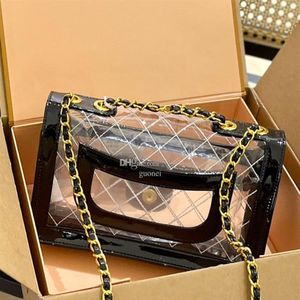 Designer - Femmes d'été Transparent Sac transparent PVC Messenger Beach Bag Sac Jelly Small Tote with Chain and Cross Body Body Sac HandB246K