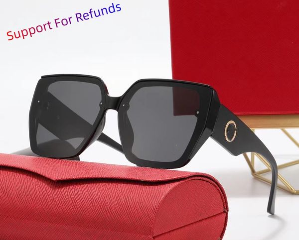 Designer lunettes de soleil PC Cadre lunettes de soleil hommes femmes Classique Populaire Protection UV Ombrage Motif Lentille Lunettes De Soleil Avec Boîte