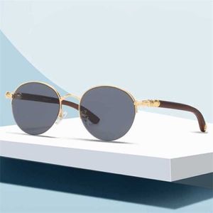 Lunettes de soleil de créateurs 10% de réduction sur le luxe Designer des lunettes de soleil pour hommes et femmes 20% sur la jambe en bois Crow Round Half Anti Blue Light Glassures