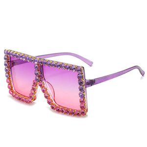 Lunettes de soleil designer 2024 Nouvelles lunettes de soleil grand cadre verres de diamant personnalisés