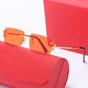 lunettes de soleil design carti lunettes mode décorer unisexe sans cadre protection des yeux transparent plaque carrée sans monture avec étui lunettes de soleil pour femme