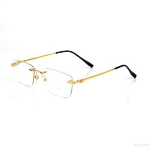 Designer zonnebrillen Brillenmonturen met metalen frameloze randloze rechthoekige vorm voor mannen, dames, brillenaccessoires, brillen op sterkte, zon