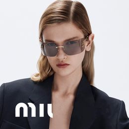 Gafas de sol de diseñador, gafas de sol miumius sin montura a la moda, gafas de sol de marca de lujo para mujer, gafas de sol de pasarela con gradiente, gafas de sol femeninas