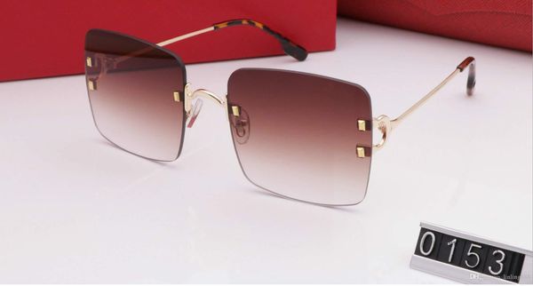 Diseño clásico de moda Gafas de sol sin montura polarizadas 2023 Gafas de sol de lujo para mujer Piloto Gafas de sol UV400 Gafas Marco cuadrado de metal Lente Polaroid 0153