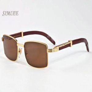 lunettes de soleil design pour hommes lunettes de corne de buffle vintage rétro lunettes de soleil en bois de bambou pas cher lunettes sans monture monture lentille claire2737