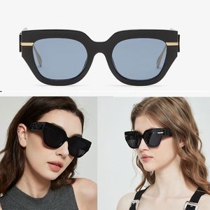 Lunettes de soleil design pour femme Chunky plate FE40122 lunettes Monture ronde Métal galvanisé Miroir Jambe Lunettes de soleil design sacoche trapstar Boîte d'origine