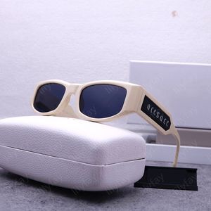 Designer zonnebril voor vrouwen Fashion zonnebril voor heren Campusstijl Zonneschade Eyewear Luxury Brand Letters Frame Sun Glass Amber Lens -bril met doos Nieuw -3