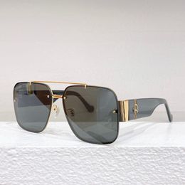 Gafas de sol de diseñador para mujer, lujosas patas con estampado de mármol, lentes de colores retro degradados para hombres, gafas con montura de metal rectangular y estuche protector GG1596