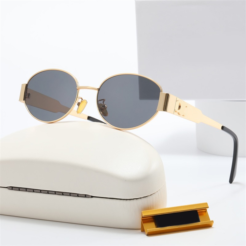 Gafas de sol de diseñador para mujeres Hombres de lujo Gafas de sol Marco de metal ovalado Tonos Lunette Estampado de leopardo Chapado en oro Plata Gafas de sol polarizadas Playa A prueba de sol Mz044