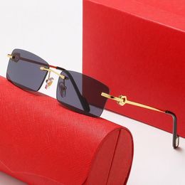 Lunettes de soleil de designer pour femmes hommes marque de mode sans cadre lunettes de corne de buffle homme medus lunettes femme noir rouge marron transpa241L
