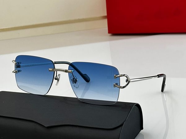 Gafas de sol de diseñador para mujer, diseño de marca retro con montura grande, gafas vintage de 55 mm, gafas sin marco Carti, gafas de sol para hombre, gafas UV de moda con estuche original