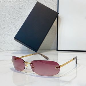 Lunettes de soleil de créateur pour femmes, miroirs décoratifs rétro à couleur changeante, lunettes à la mode sans cadre en cristal avec étui de protection A71560