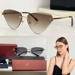 Lunettes de soleil de designer pour femmes Mode Cat Eye Lunettes Jambes en métal Lentilles optiques Dames sexy Lunettes de soleil pilote Top Qualité CT0399S avec boîte d'origine