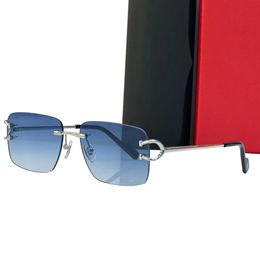 designer zonnebrilmonturen lunette mode 0330 randloze brillen zonnebril voor mannen vrouwen vierkante Lentes De Sol Mujer Lentes titanium Heren Shades rechthoekige bril