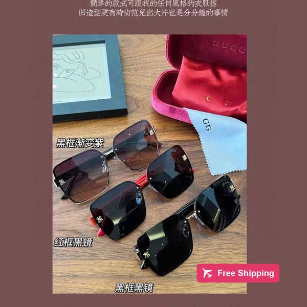 Gafas de sol de diseñador G Gafas de sol de la familia Versión coreana Gafas de sol de moda y de moda Cara grande que adelgaza Resistente a los rayos UV Hombres y mujeres mismas gafas de sol insertadas D