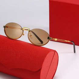 Gafas de sol de diseñador Hombres Anteojos Gafas de sol de mujer Tonos de diseñador Oval Half Rim Gold Buffalo Horn Goggle Classic Vintage Sunglasses marca carti sunglass