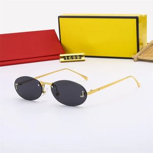 Lunettes de soleil designer hommes mode f verces de soleil pour femmes luxe ovale sans cadre de vacances de plage uv400 des lunettes de soleil de créateurs avec boîte