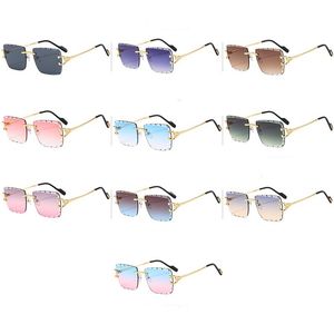Designer zonnebrillen heren damesmode frameloze klassieke luxe zonnebril mode lenzenvloeistof temperament veelzijdige stijl brillen