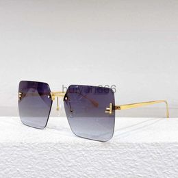 Designer zonnebrillen Metalen vierkante frameloze zonnebril voor dames FE4082US modieuze zonnescherm afslankzonnebril met UV-bescherming goud thee zilver