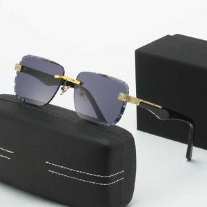 Gafas de sol de diseñador Nuevas gafas de sol con borde de corte sin marco para mujeres Gafas de sol de la pierna del diamante de moda Z62