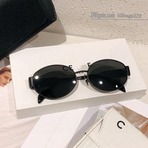 Gafas de sol de diseñador Marcos ovalados hombres mujeres uso diario gafas de sol de diseñador famosas patas de metal lentes verdes vintage pequeños marcos redondos multicolor