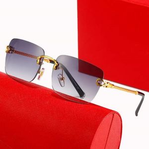 Gafas de sol de diseño par gafas de sol hombres gafas de sol de lujo carti gafas de metal sin montura degradado color vintage verano playa para hombre gafas de sol moda