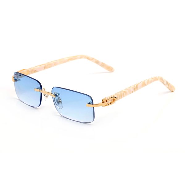 Diseñador Gafas de sol anteojos retro Vintage Personalidad ondas Creatividad Fiesta Moda Azul Verde Gafas Tablón Sin marco Lente ornamental Cómodo Con caja