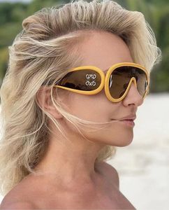 Designer zonnebril Wave Mask loewe zonnebril groot frame dames heren gepolariseerde bril acetaatvezel hiphop luxe klassiekers zonnebril UV400 veiligheidsbril