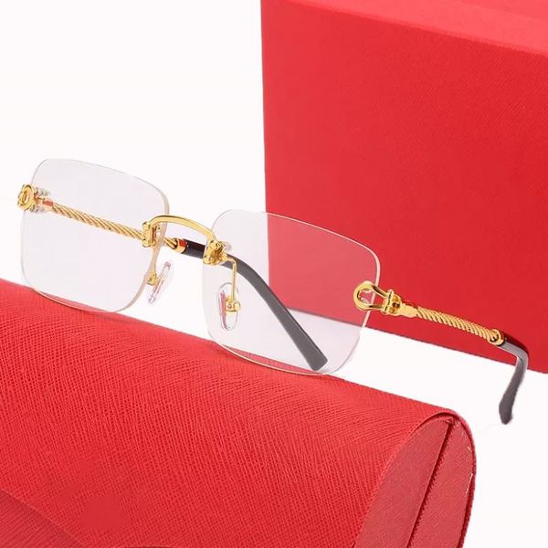 Gafas de sol de diseñador mujer moda anteojos hombre carti gafas rectángulo hombres de negocios diseño de marca tonos de verano lentes de colores sin montura gafas de sol sin marco