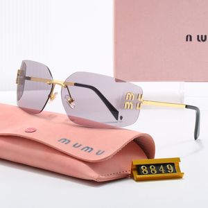 Designer zonnebril dames luxe zonnebril voor dames tinten Frameloze gebogen brilbril Randloos Roze kaki mode Y2K bril Lichtgekleurd decoratief
