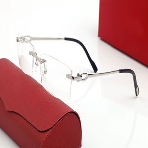 Designer zonnebrillen Dames luxe frames tempels met metalen volledige rand Semi-randloze brillen bescherming frame eenvoudige top hoge quali214t