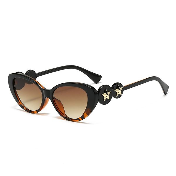 lunettes de soleil design femmes lunettes de soleil pour hommes lunettes de soleil de luxe nouvelles lunettes de soleil oeil de chat femme lunettes de soleil UV étoile avec les mêmes lunettes de piste 3945 noir imprimé léopard