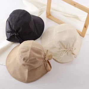 Designer Sunhats For Femmes Wide Brim Hats Beaut Hat Fashion Simple Couleur solide Capuchable pliable Réglable Caps de protection UV