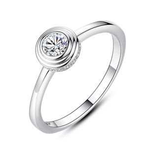 Anneau de style minimaliste S925 Ensemble en argent sterling 3a Zircon Brand Ring Europe et Américain Populaire Charmante Charmante Femmes haut de gamme Bijoux de la Saint-Valentin Gift Spc