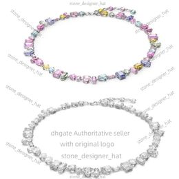 Designer Swarovskis Jewelry Flowing Light Colorful Candy Necklace For Women Using Swallow Element Crystal Rainbow White Snake Bone Chain b5ea
