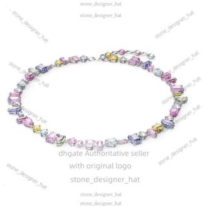 Designer Swarovskis sieraden vloeien licht kleurrijke snoep ketting voor vrouwen met behulp van zwaluwelement kristal regenboog witte slang bottenketen f4ff
