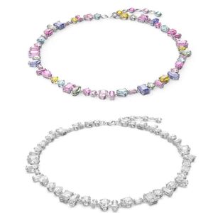 Designer Swarovskis sieraden stromende licht kleurrijke snoep ketting voor vrouwen met behulp van zwaluwelement kristal regenboog witte slang bottenketen