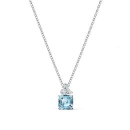 Designer swarovskis bijoux nouveau produit simple diamant en diamant bleu collier en cristal charmant carré diamant mer bleu collier étincelant