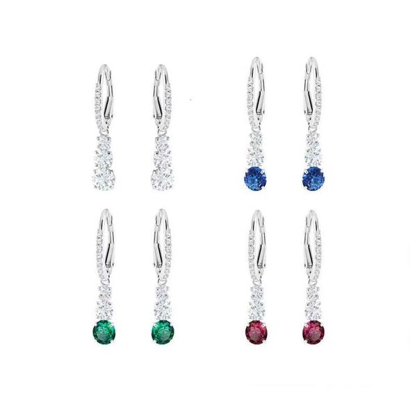 Diseñador Swarovskis Jewelry s Romántica de tres pasos Melodía Gota de agua Pendientes de cristal con aretes de oídos de diamantes triples múltiples como regalo para mujeres