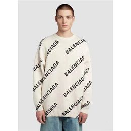 Designer trui Balencigaa herfst en winter 2023 Parijs heren en dames warme letter all-over bedrukte trui losse gebreide kleding