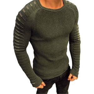 Mens trui lange mouwen gebreide trui ontwerper mannen lente nieuwe casual slanke trui mannen o hals patchwork gebreide solide mannen truien