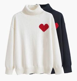 Designer Sweater Love Heart A Man Woman Lovers Cardigan Gebreide High Collar Womens Fashion Letter White Black Long Sleeve kleding Pullover